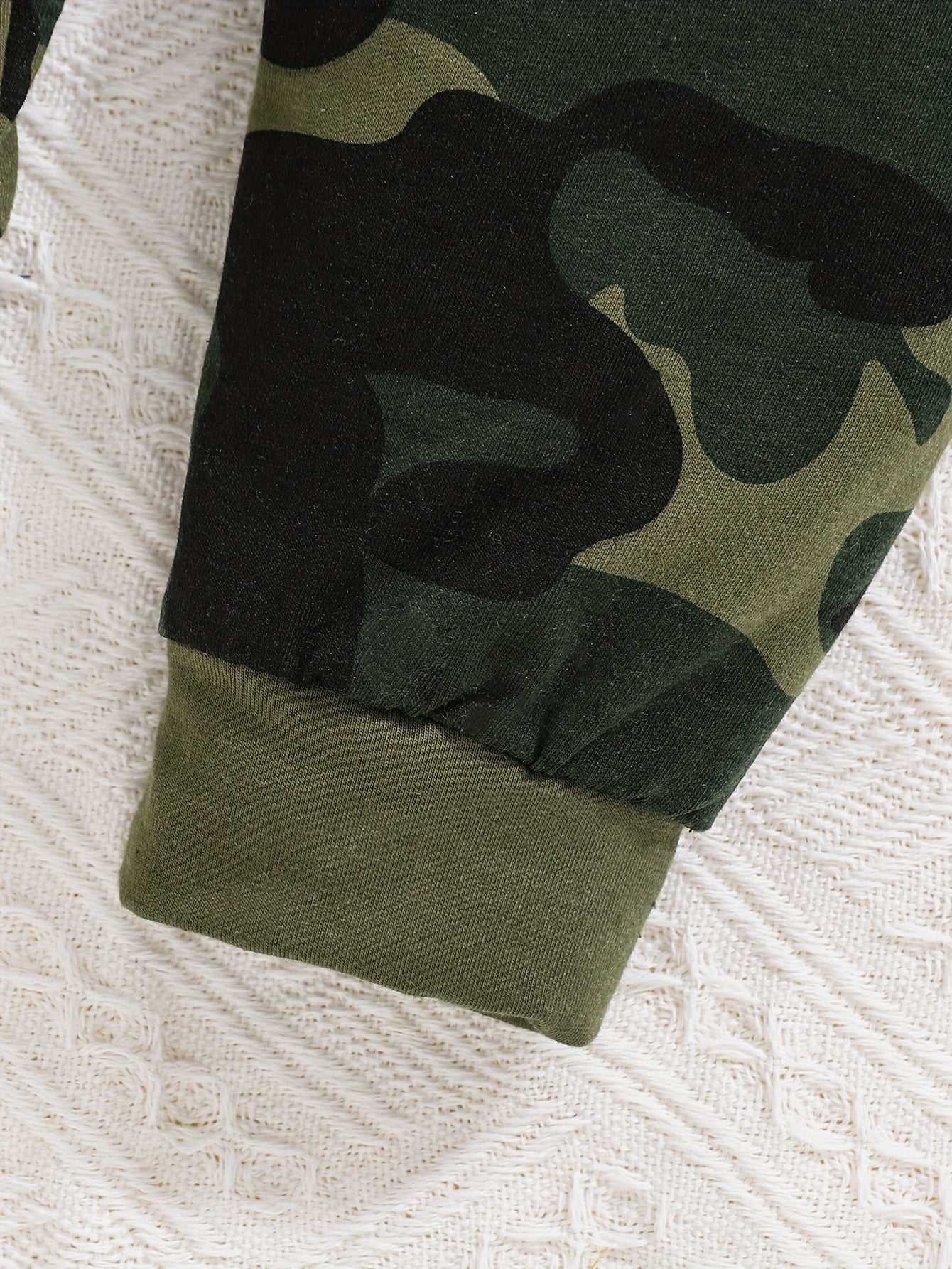 Stylish Baby Boy Letter Print Casual Short Sleeve Hoodie + Camouflage Pants + Hat Set