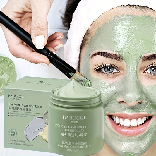 Tea Mud Cleansing Mask - Deep Pore Cleansing, Hydrating with Hyaluronic Acid & Niacinamide, Oil Control, Moisturizing, Fragrance-Free, Latex-Free, Ideal for All Skin Types