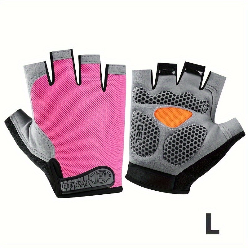 1 Pair of Ximax Breathable Polyester Fiber Knit Woven Half-Finger Fitness Gloves, Non-Slip Outdoor Sports Cycling Running Gloves with Exposed Fingers