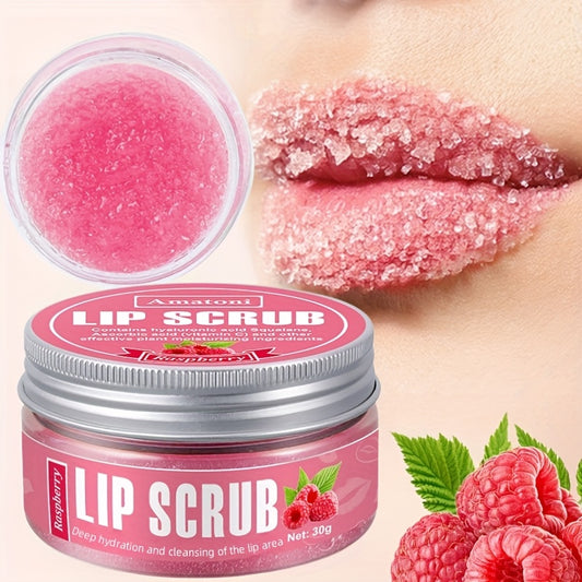 AMAONEI Lip Scrub Raspberry Flavor Lip Exfoliating Gel - Deep Moisturizing, Hypoallergenic, Plant-Sourced Squalane, Smooths and Hydrates Lips, Ideal for All Skin Types, Moisturizing Lip Care|Natural Ingredients|Smooth Texture