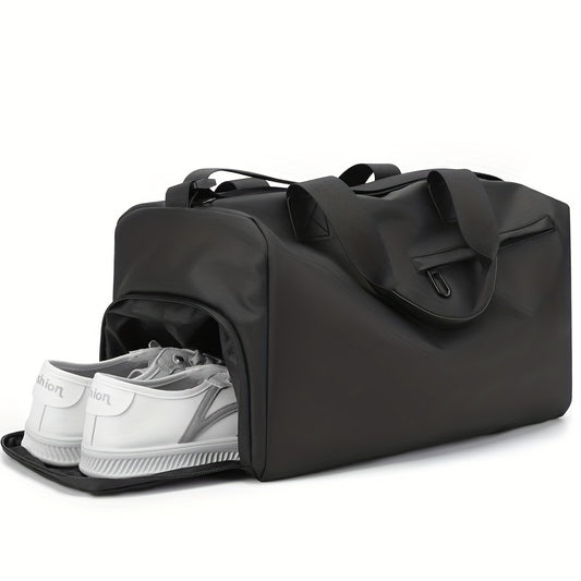 Black Gym Bag with Shoe Compartment Men's Weekend Fitness Travel Pouch