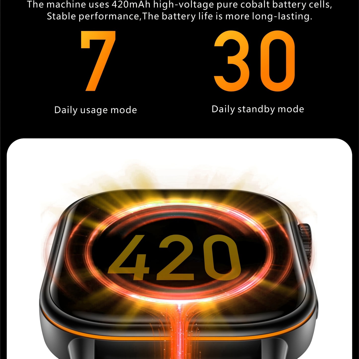 Sports Smart Watch with GPS, 5.11cm Display, 420mAh Battery, Voice Assistant, Compass, Flashlight, Calculator, Multiple Sports Modes, Silicone Strap, PC Case, Wireless Connectivity, Rechargeable Battery, Watch