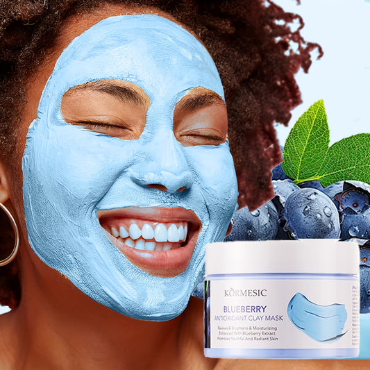 Körmesic Blueberry Moisturizing Clay Mask | 120g Travel-Size | Alcohol-Free, Gentle Exfoliation for All Skin Types | Hydrating & Brightening with Glycerin | Deep Cleansing & Smoothing | Portable Facial Care, Travel Skincare