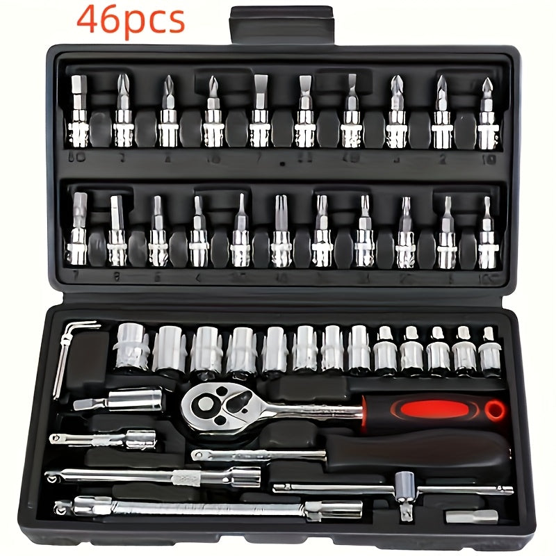 150pcs/46pcs Chrome Vanadium Steel Socket Wrench Set - Durable Torx Bit Kit for Auto & Home Repair, Includes Advanced Storage Case, No Assembly Required, Uncharged, Without Battery